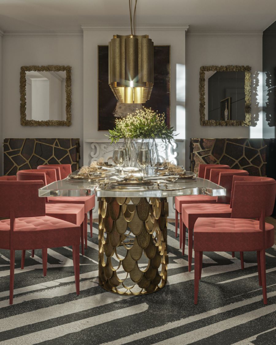 dining room design with ZULU DINING CHAIR and KOI II DINING TABLE.