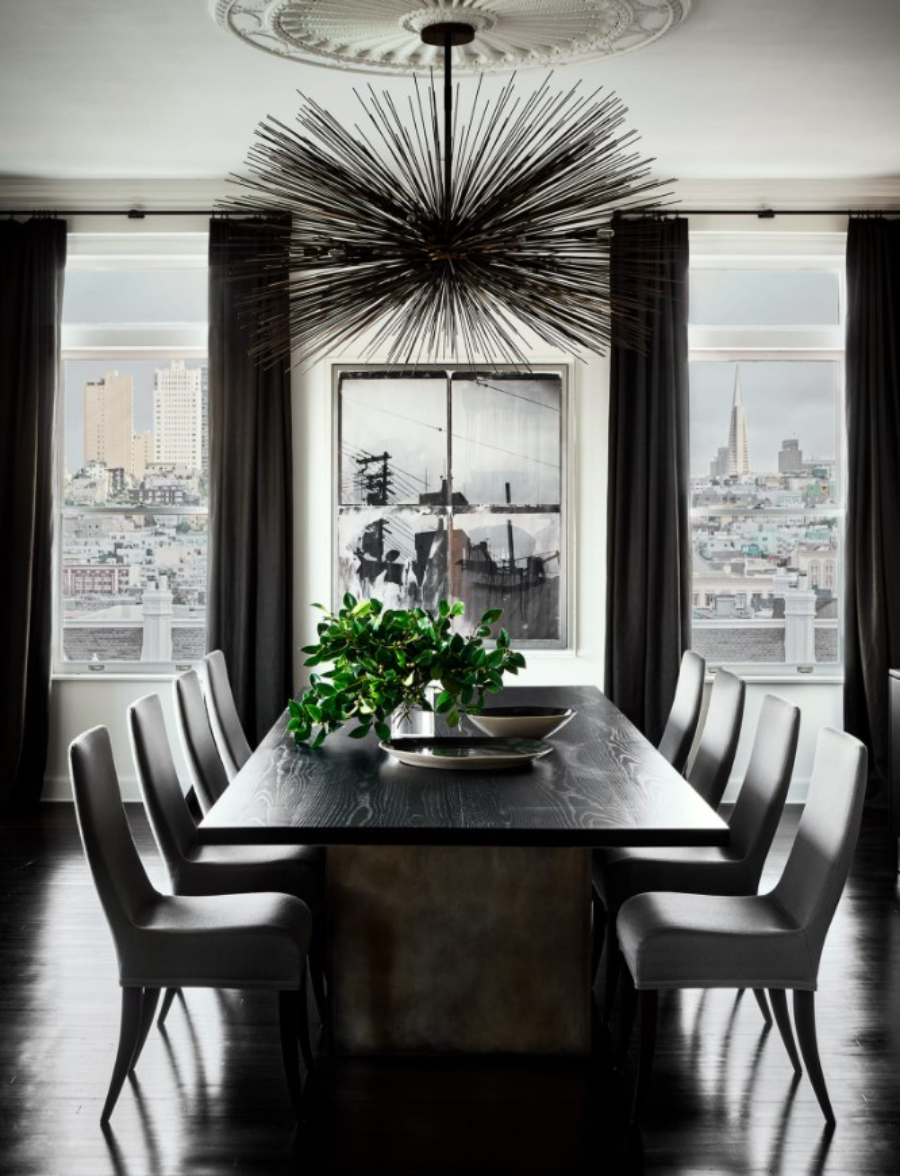 Dining room Projects by Nicole Hollis, dark Living room with elegant elements