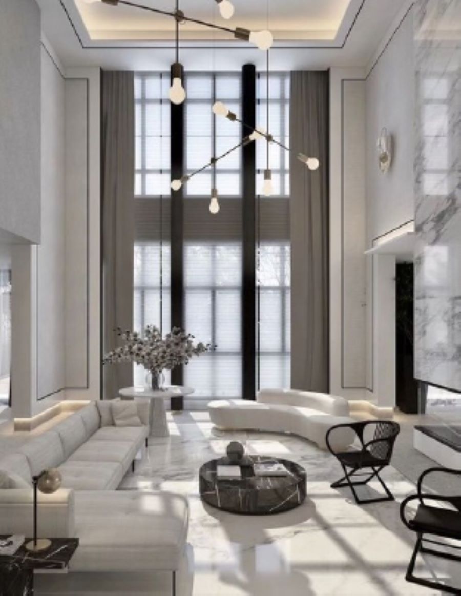 Modern living room by Pentagram Designs in white