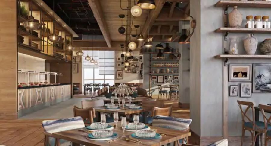 Restaurant Dining room interior design  by Pentagram Designs