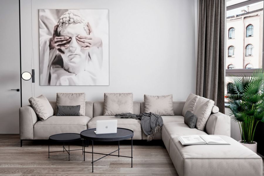 A Scandinavia-style living room. With a very minimalistic design. 
Dining and living rooms are very important to match.