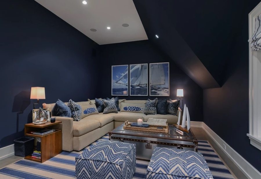 Modern Living Room Ideas By Adam Cassino Design - Living Room Design With Blue Tones
